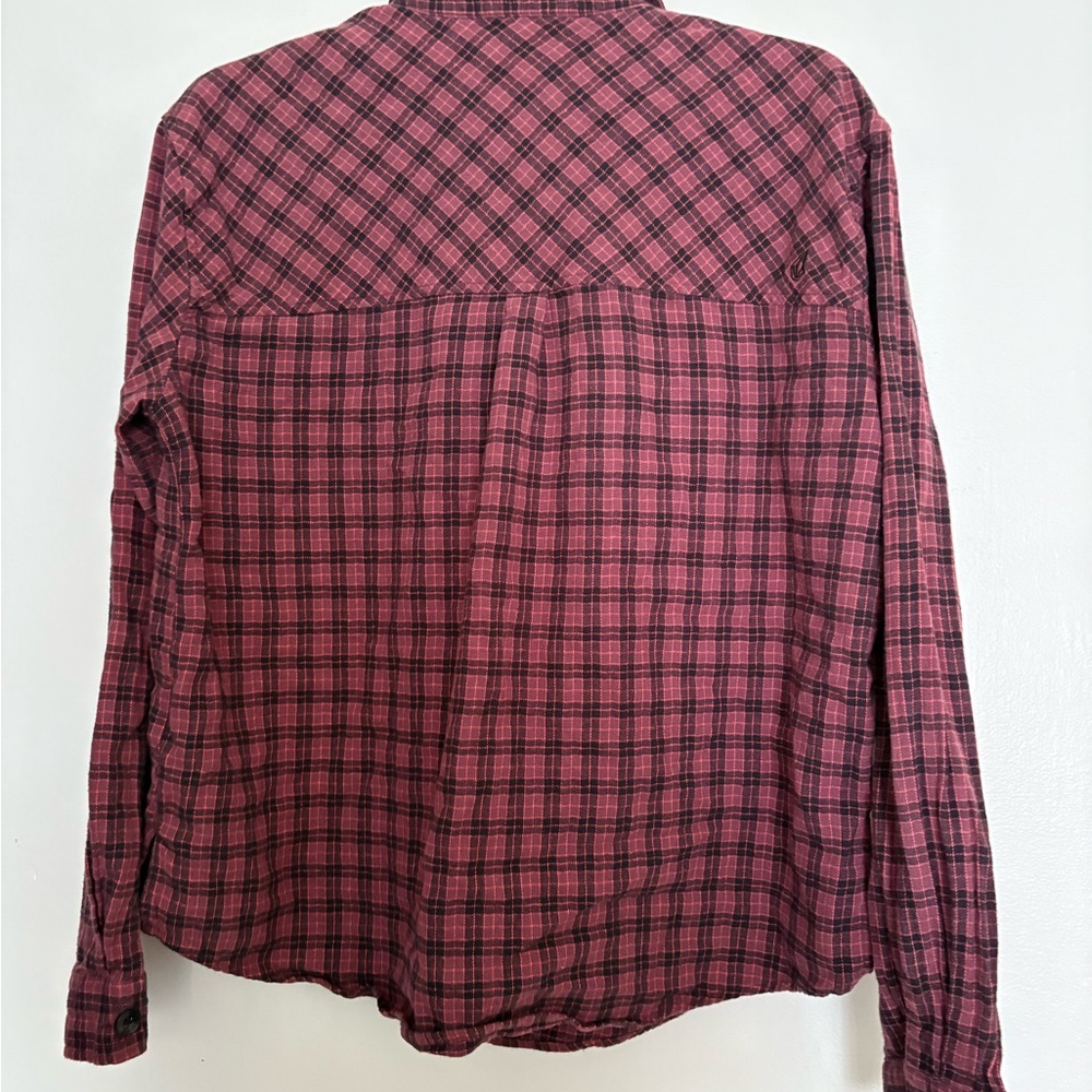 Volcom Women's Red and Black Plaid Button Down Shirt - Picture 3 of 3